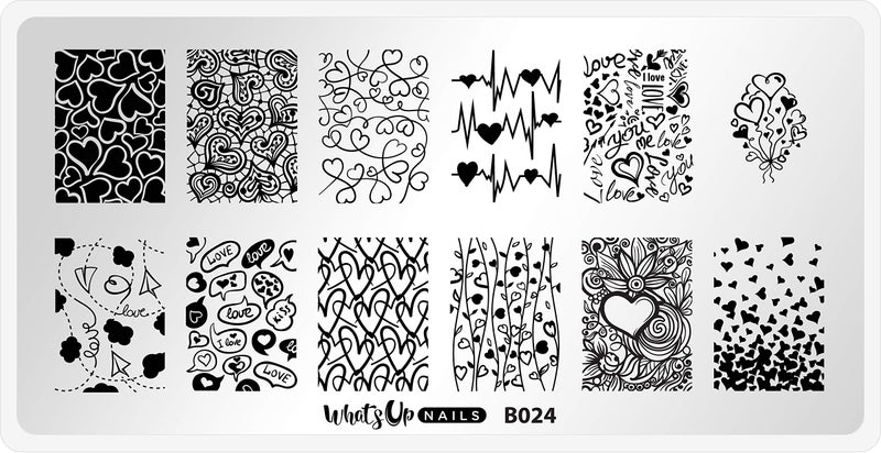 Whats Up Nails - Valentine's Day Stamping Plates 2 pack (B024, B041) for Nail Art Design - Image 2